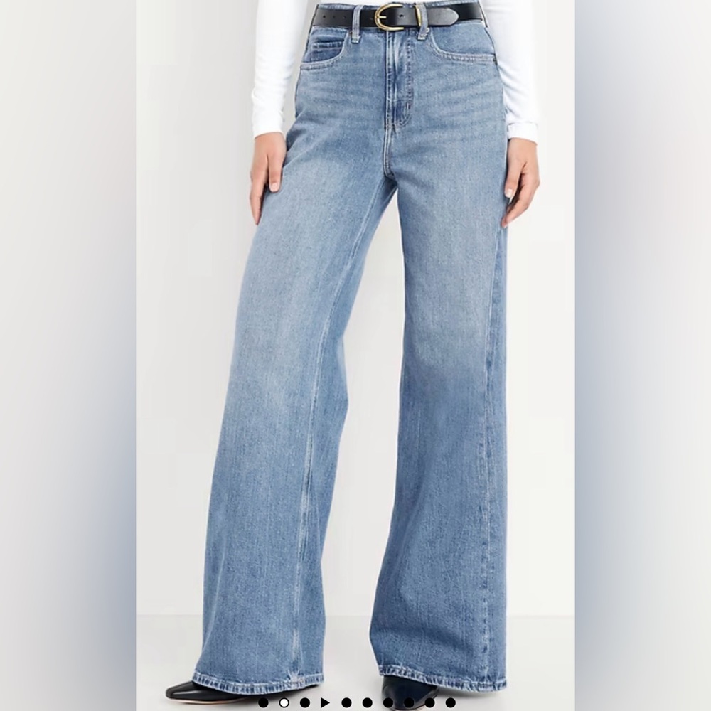 Old Navy Extra High-Waisted Super Wide-Leg Jeans medium wash SZ 24